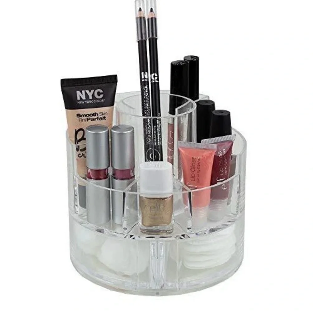 Home Basics Clear and Pink Makeup Organizer